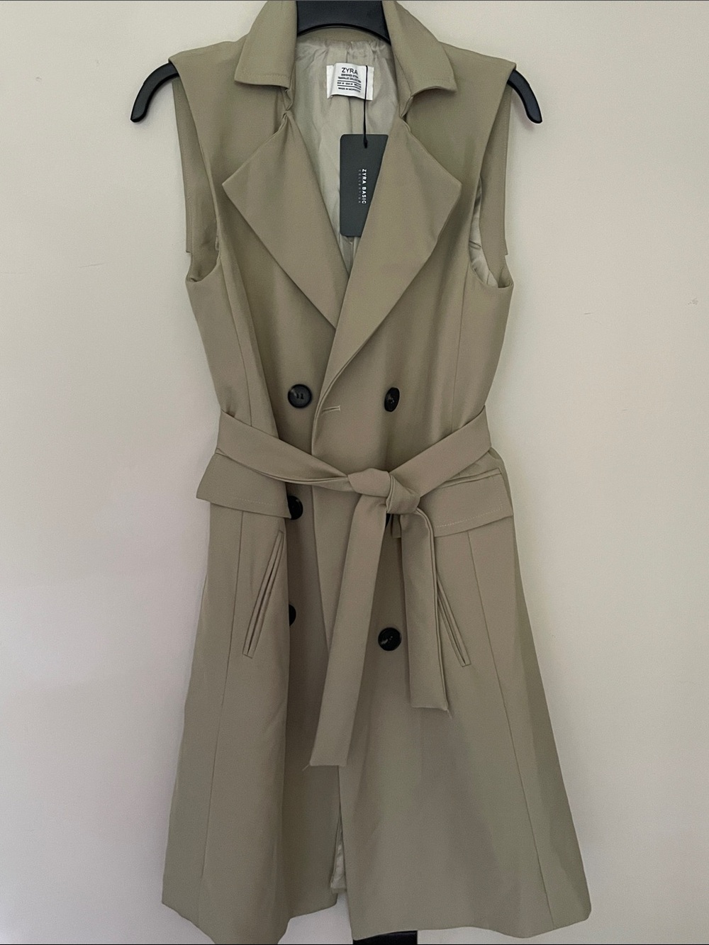 ZYRA Sleeveless Double-Breasted Trench Dress/Vest (M)